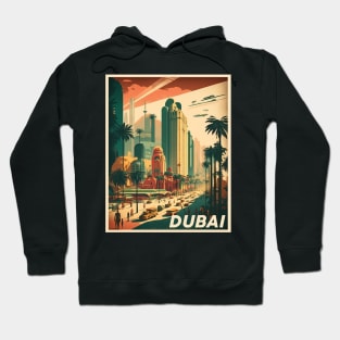 Dubai Cityscape Vintage Travel Art Poster Hoodie